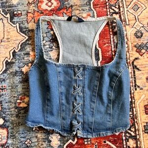 Denim Lace-Up Corset Top XS/Small
